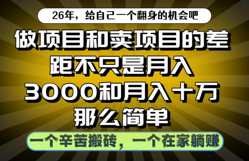 做项目和卖项目不只是月入3K和10W那么简单，一个努力搬砖，一个在家躺賺